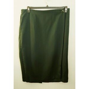 Vintage Danielle B Dark Green Faux Wrap Pencil Midi Skirt Sz 22 EUC